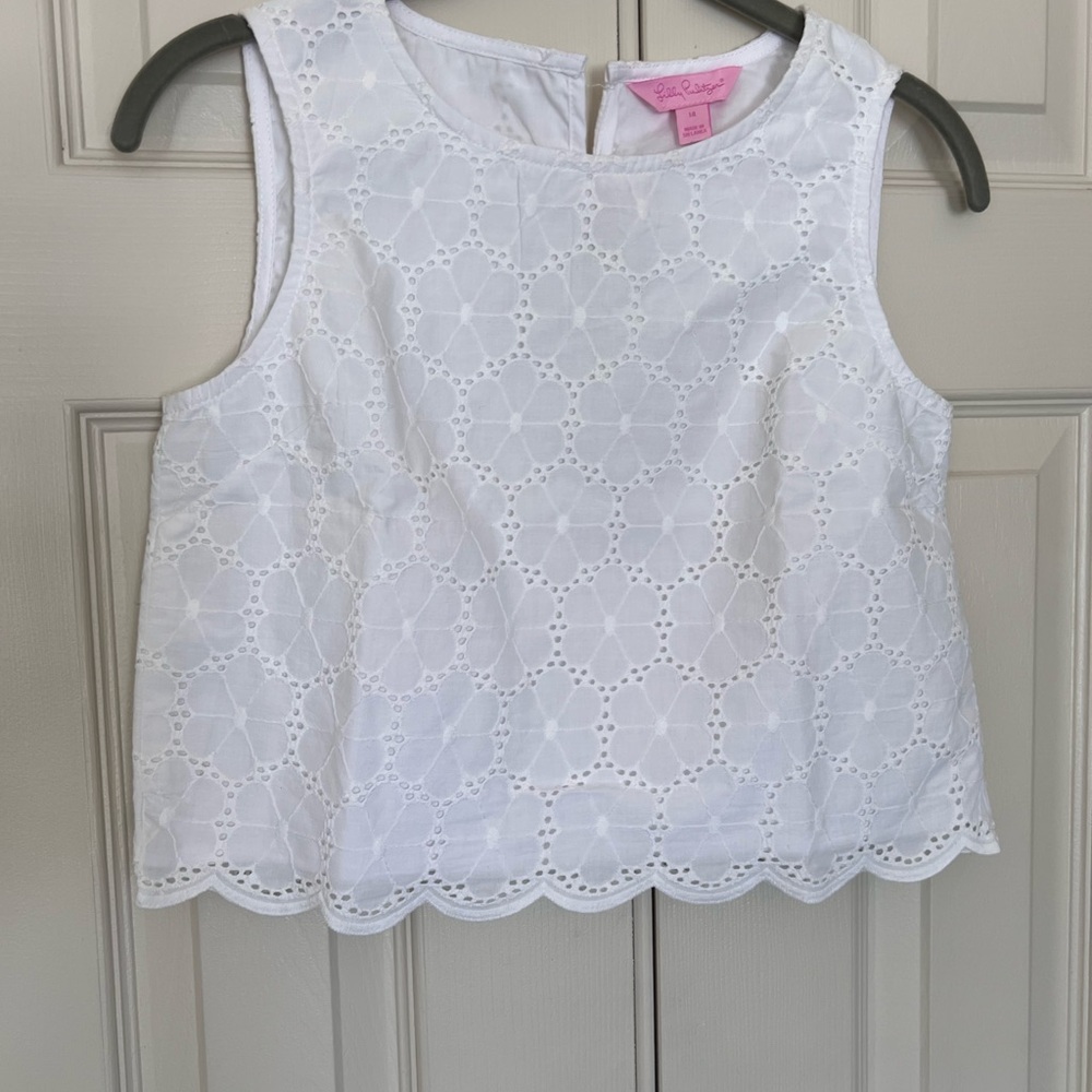 Lilly Pulitzer White Eyelet Sleeveless Top